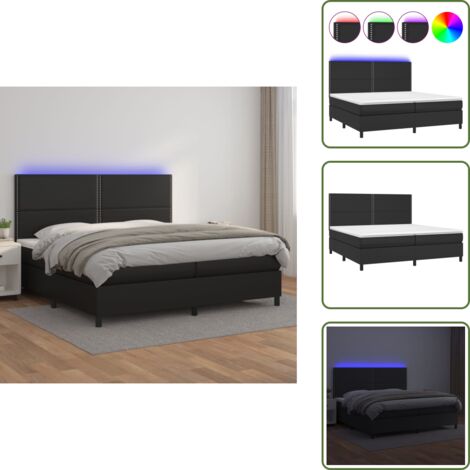 Sommier à lattes de lit avec matelas et LED Noir 200x200 cm - Lit Plateforme - Lit Design - Lit Moderne - Lit Capitonné - Sommier Tapissier