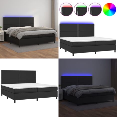 Sommier à lattes de lit avec matelas et LED Noir 200x200 cm - Lit Plateforme - Lit Design - Lit Moderne - Lit Capitonné - Sommier Tapissier - Home & Living
