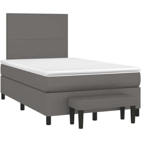 Sommier à lattes de lit avec matelas gris 120x190 cm similicuir vidaXL