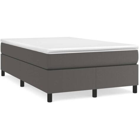 Sommier à lattes de lit avec matelas gris 120x190 similicuir