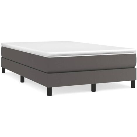Sommier à lattes de lit avec matelas gris 120x190 similicuir