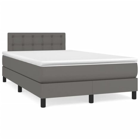 Sommier à lattes de lit avec matelas gris 120x190 similicuir