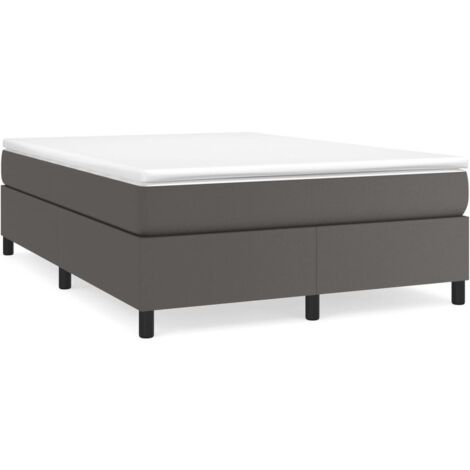 Sommier à lattes de lit avec matelas Gris 140x190 Similicuir