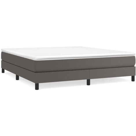 Sommier à lattes de lit avec matelas Gris 160x200 Similicuir