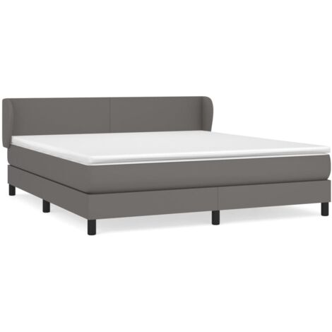 Sommier à lattes de lit avec matelas Gris 160x200 Similicuir