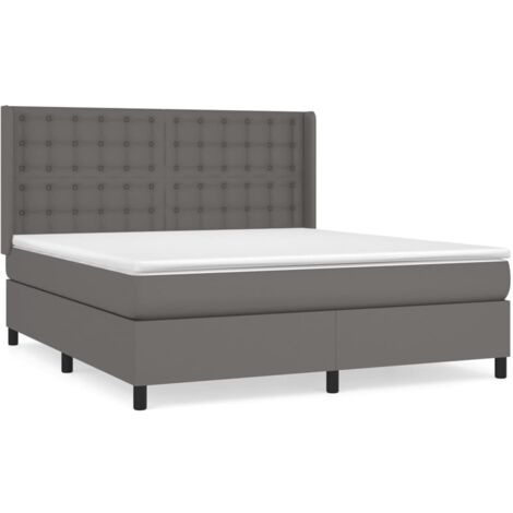 Sommier à lattes de lit avec matelas Gris 180x200 Similicuir