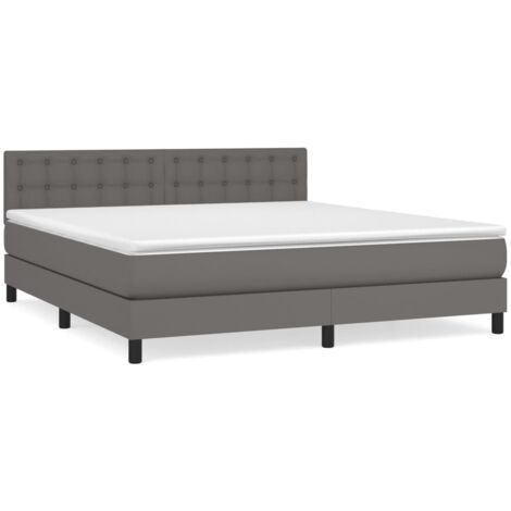 Sommier à lattes de lit avec matelas Gris 180x200 Similicuir