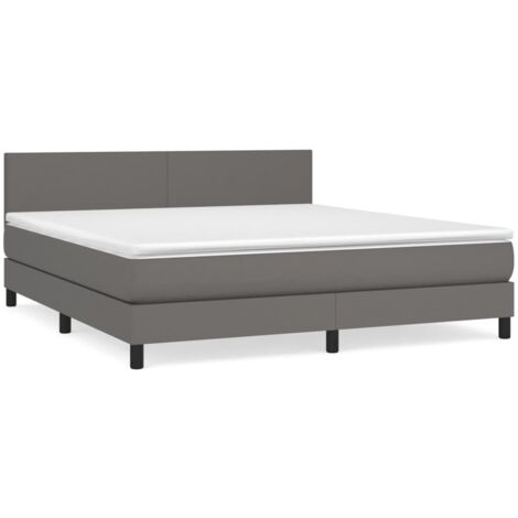Sommier à lattes de lit avec matelas Gris 180x200 Similicuir