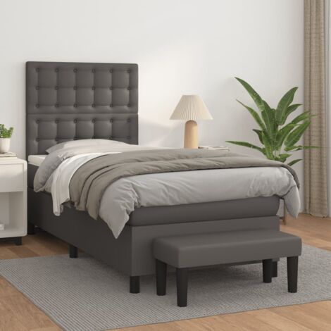 Sommier à lattes de lit avec matelas Gris 80x200 cm Similicuir vidaXL