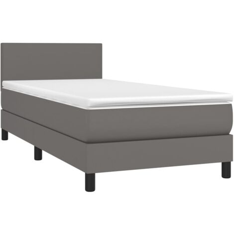 Sommier à lattes de lit avec matelas Gris 90x190 cm Similicuir