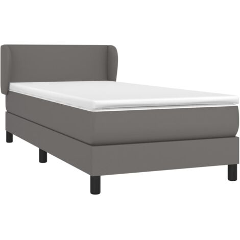 Sommier à lattes de lit avec matelas Gris 90x190 cm Similicuir