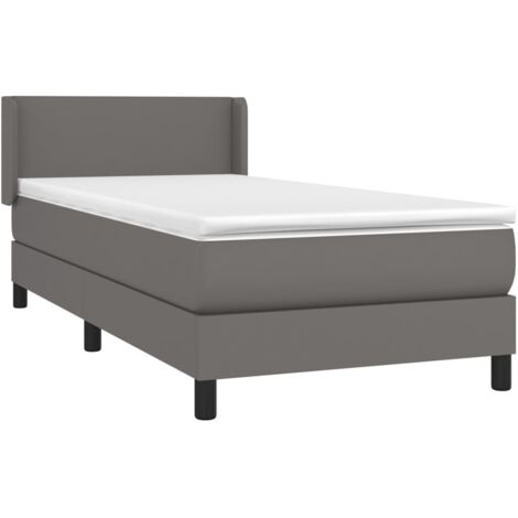 Sommier à lattes de lit avec matelas Gris 90x190 cm Similicuir vidaXL