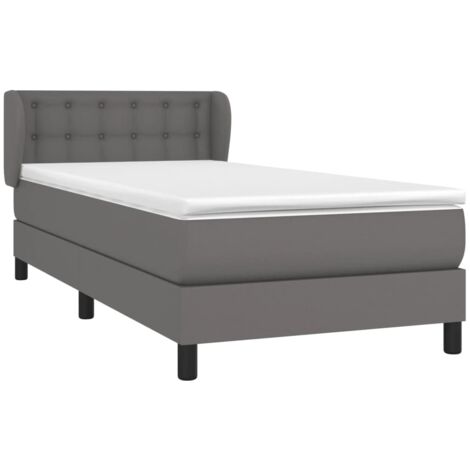 Sommier à lattes de lit avec matelas Gris 90x190 cm Similicuir vidaXL