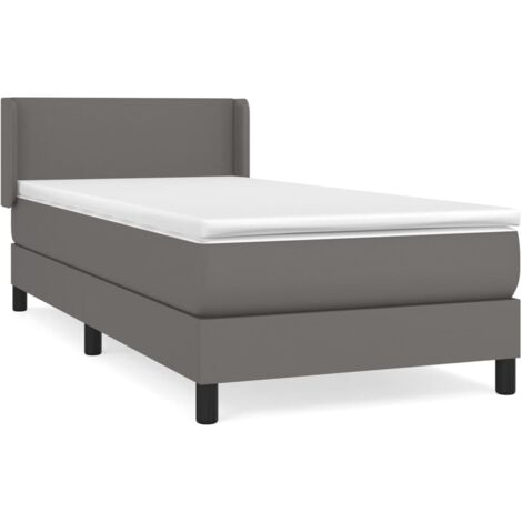 Sommier à lattes de lit avec matelas Gris 90x190 Similicuir