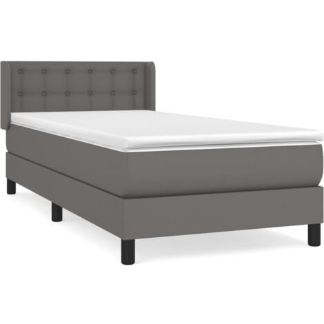 Sommier à lattes de lit avec matelas Gris 90x190 Similicuir
