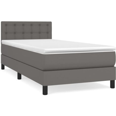 Sommier à lattes de lit avec matelas Gris 90x190 Similicuir