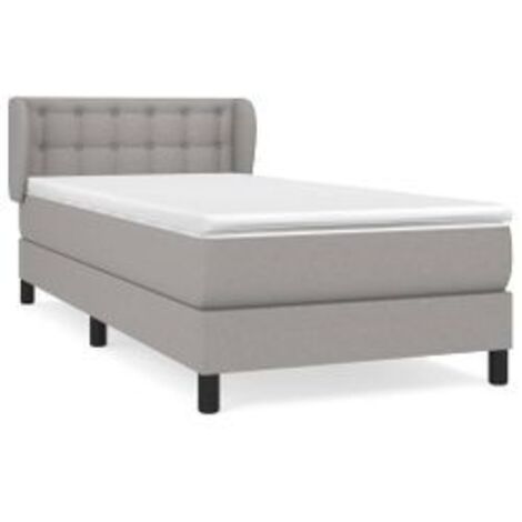 Sommier à lattes de lit avec matelas Gris clair 100x200 Tissu