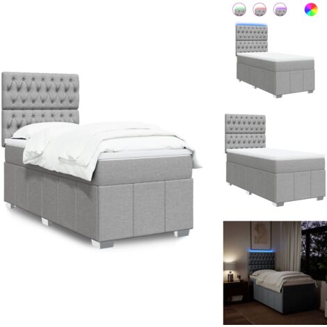 Sommier à lattes de lit avec matelas Gris clair 100x200cm Tissu - Sommier À Lattes De Lit - Sommiers À Lattes De Lit - Lit - Meuble De Chambre À Coucher