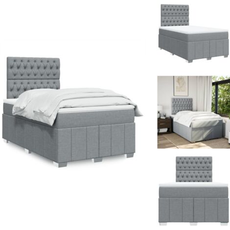 Sommier à lattes de lit avec matelas Gris clair 120x200cm Tissu - Sommier À Lattes De Lit - Sommiers À Lattes De Lit - Lit - Meuble De Chambre À Coucher