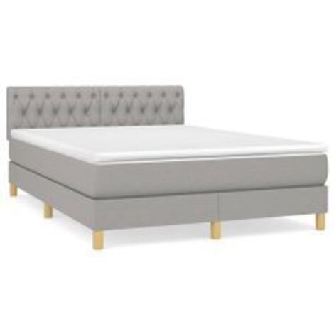 Sommier à lattes de lit avec matelas Gris clair 140x200 Tissu