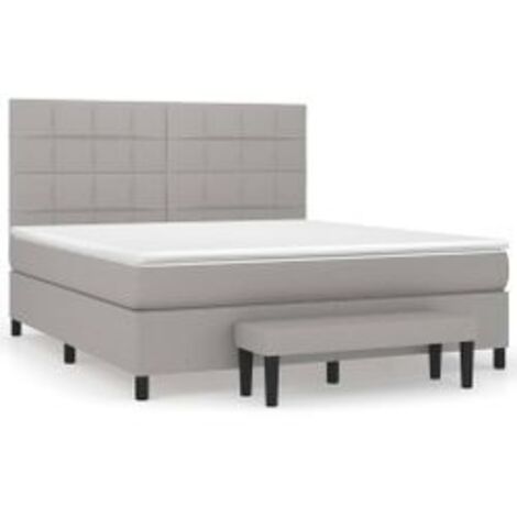 Sommier à lattes de lit avec matelas Gris clair 160x200 Tissu