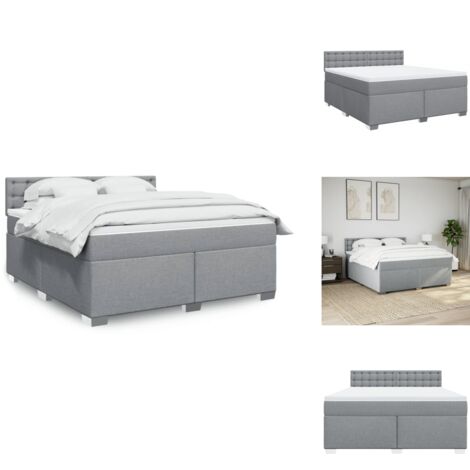 Sommier à lattes de lit avec matelas Gris clair 180x200cm Tissu - Sommier À Lattes De Lit - Sommiers À Lattes De Lit - Lit - Meuble De Chambre À Coucher
