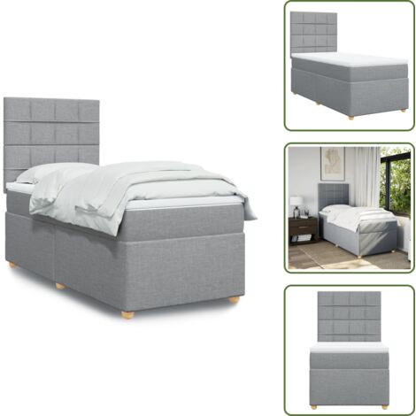 Sommier à lattes de lit avec matelas Gris clair 90x200 cm Tissu - Lit Double - Lit Plateforme - Literie - Chambre À Coucher - Matelas À Ressorts Ensachés