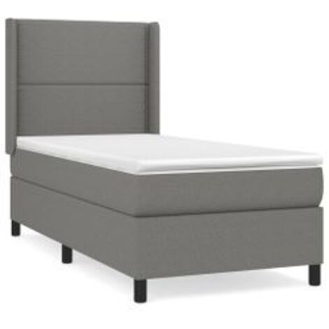 Sommier à lattes de lit avec matelas Gris foncé 100x200 Tissu