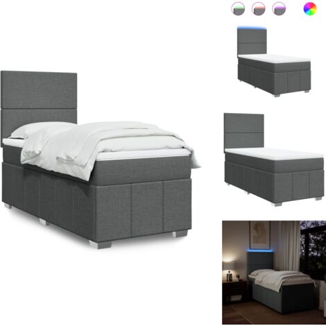 Sommier à lattes de lit avec matelas Gris foncé 100x200cm Tissu - Sommier À Lattes De Lit - Sommiers À Lattes De Lit - Lit - Meuble De Chambre À Coucher