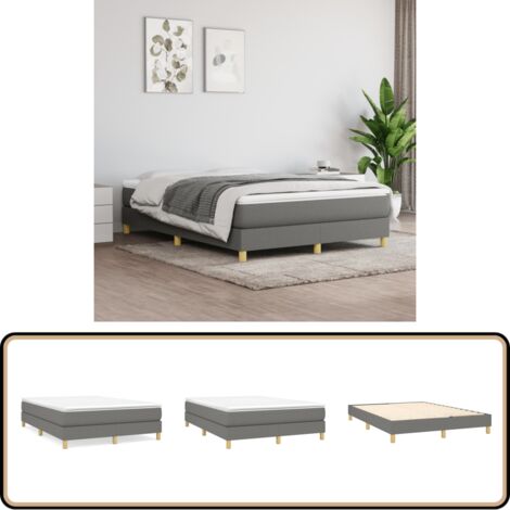 Sommier à lattes de lit avec matelas Gris foncé 140x190cm Tissu - Lit Double - Lit Tapissier - Matelas À Ressorts Ensachés - Literie - Chambre À Coucher