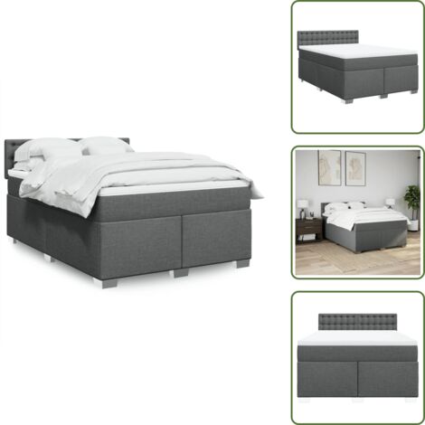 Sommier à lattes de lit avec matelas Gris foncé 140x200cm Tissu - Sommier À Lattes De Lit - Sommiers À Lattes De Lit - Lit - Meuble De Chambre À Coucher