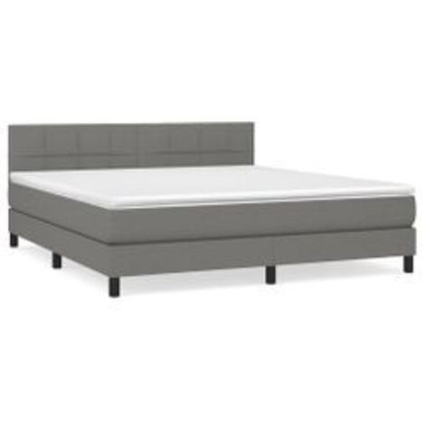 Sommier à lattes de lit avec matelas Gris foncé 160x200 Tissu