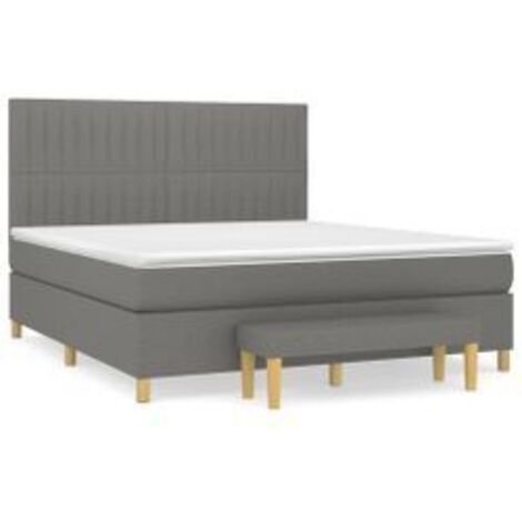 Sommier à lattes de lit avec matelas Gris foncé 160x200 Tissu