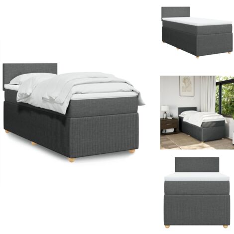 Sommier à lattes de lit avec matelas Gris foncé 90x200 cm Tissu - Sommier À Lattes De Lit - Sommiers À Lattes De Lit - Lit - Meuble De Chambre À Coucher