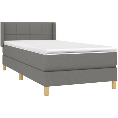 Sommier à lattes de lit avec matelas Gris foncé 90x200 cm Tissu vidaXL