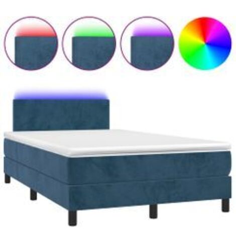 Sommier à lattes de lit avec matelas LED Bleu foncé 120x200