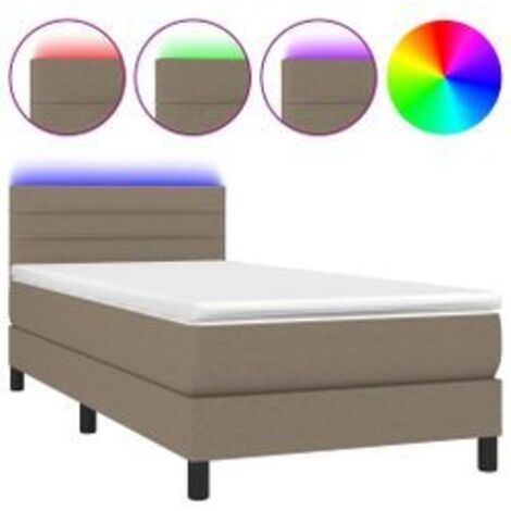 Sommier à lattes de lit avec matelas LED Taupe 80x200 Tissu