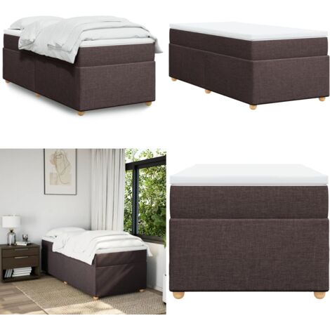 Sommier à lattes de lit avec matelas Marron foncé 100x200 cm - Lit Double - Literie - Matelas - Sommier - Chambre À Coucher - Home & Living