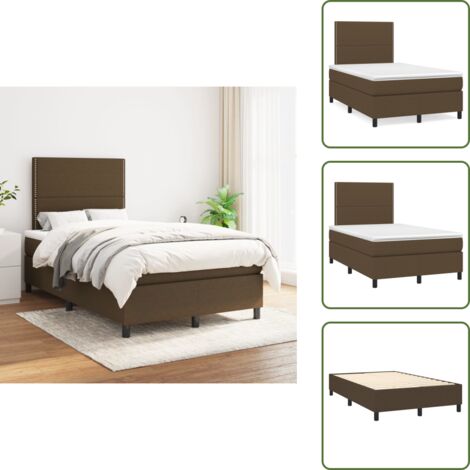 Sommier à lattes de lit avec matelas Marron foncé 120x200 cm - Lit Double - Lit Plateforme - Matelas À Ressorts Ensachés - Literie - Chambre À Coucher