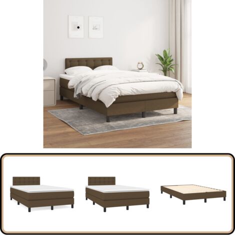 Sommier à lattes de lit avec matelas Marron foncé 120x200 cm - Lit Double - Lit Plateforme - Matelas Ferme - Literie - Chambre À Coucher