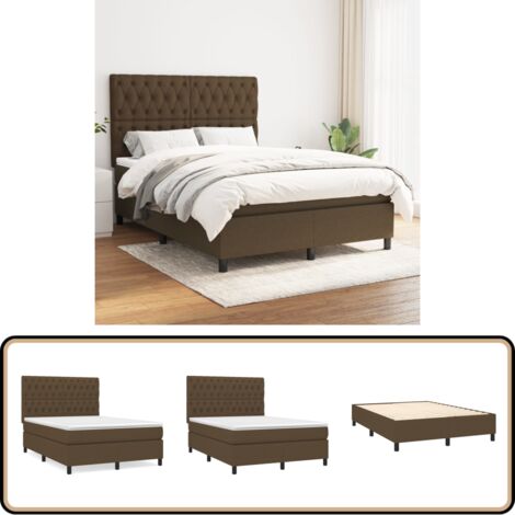 Sommier à lattes de lit avec matelas Marron foncé 140x190 cm - Lit Double - Lit Plateforme - Matelas À Ressorts Ensachés - Literie - Chambre À Coucher