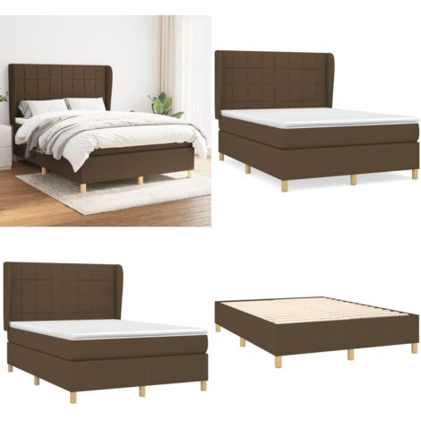 Sommier à lattes de lit avec matelas Marron foncé 140x190 cm - Lit Double - Lit Plateforme - Matelas Ferme - Matelas Moelleux - Literie - Home & Living