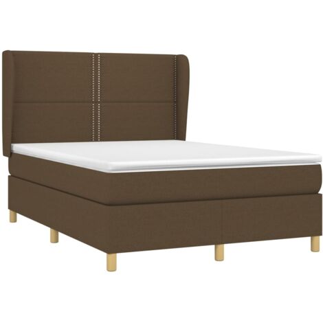Sommier à lattes de lit avec matelas Marron foncé 140x190 cm vidaXL