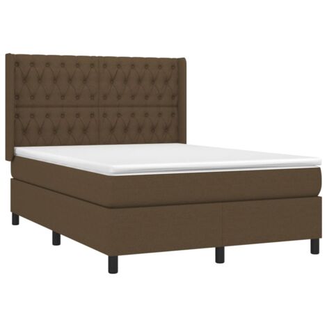 Sommier à lattes de lit avec matelas Marron foncé 140x190 cm vidaXL