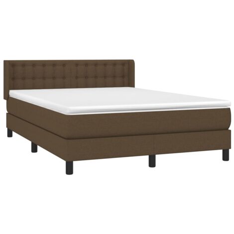 Sommier à lattes de lit avec matelas Marron foncé 140x190 cm vidaXL
