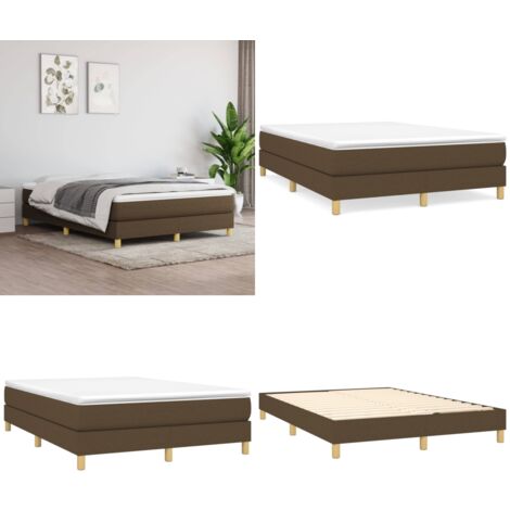 Sommier à lattes de lit avec matelas Marron foncé 140x200 cm - Lit Double - Lit Plateforme - Matelas À Ressorts Ensachés - Literie - Chambre À Coucher - Home & Living