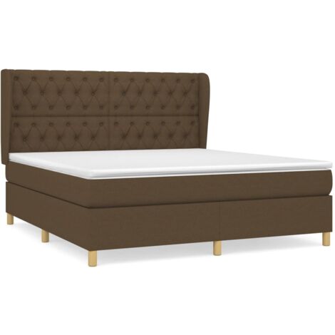 Sommier à lattes de lit avec matelas Marron foncé 160x200