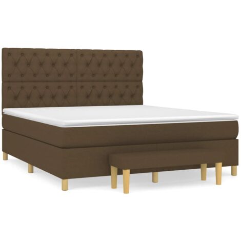 Sommier à lattes de lit avec matelas Marron foncé 160x200