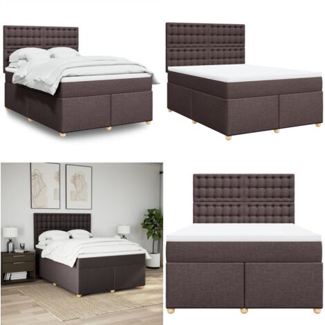 Sommier à lattes de lit avec matelas Marron foncé 160x200 cm - Matelas à ressorts ensachés - Sommeil réparateur