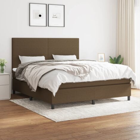 Sommier à lattes de lit avec matelas Marron foncé 160x200 cm vidaXL